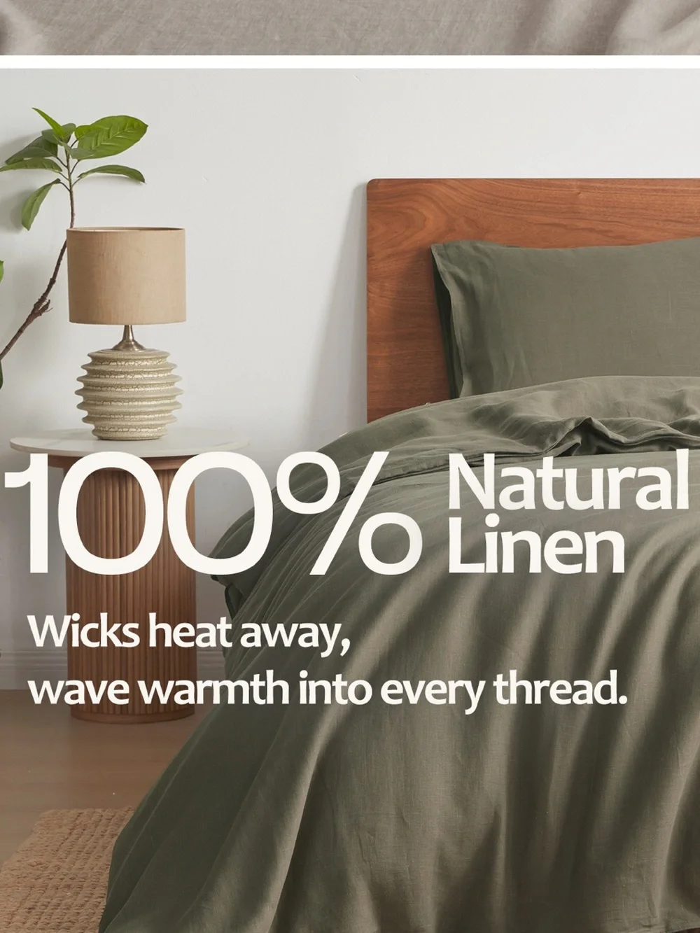 KING DUVET COVER 100% FRENCH LINEN + 2 PILLOW SHAMS Color: NATURAL LINEN